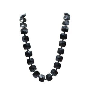 GERMANY Black Acrylic Faceted Bead Beaded Choker